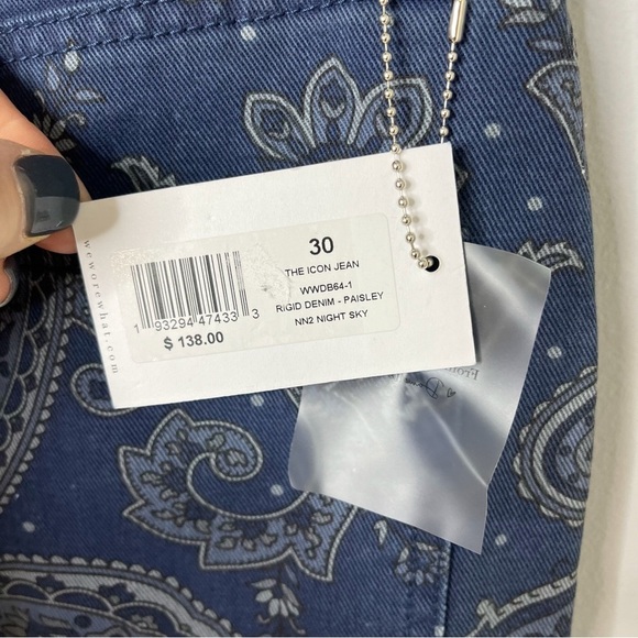 WeWoreWhat The Icon Jean Paisley Print High Waist Blue Size 30 WWDB64-1 - Picture 11 of 12